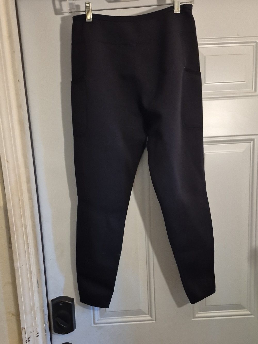 Black Slim Ponte Knit Pants with Side Pockets